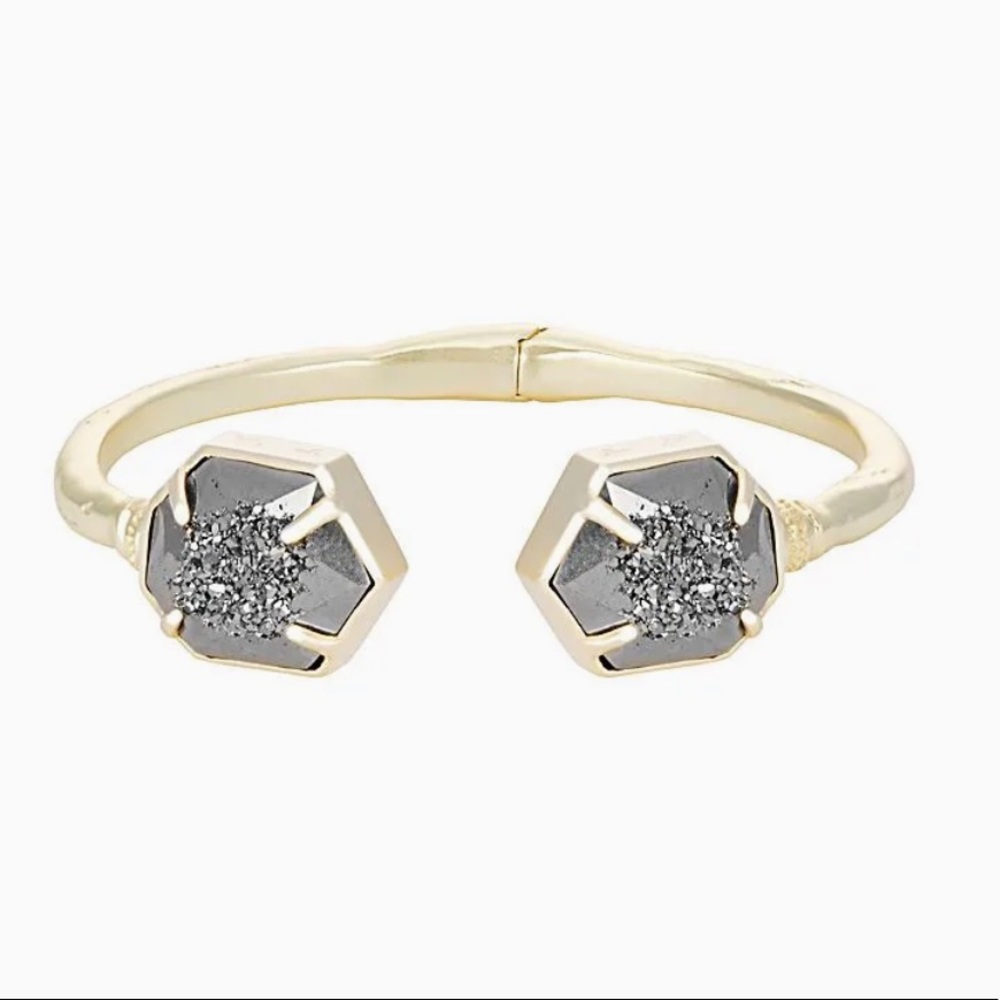 Kendra Scott Jan Hinge Bracelet In Platinum Window Drusy
